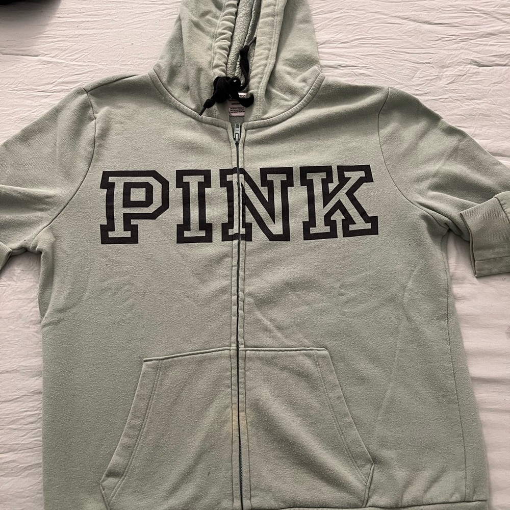 Women’s PINK zip up hoodie Sz:M Color: SeaFoam  Green